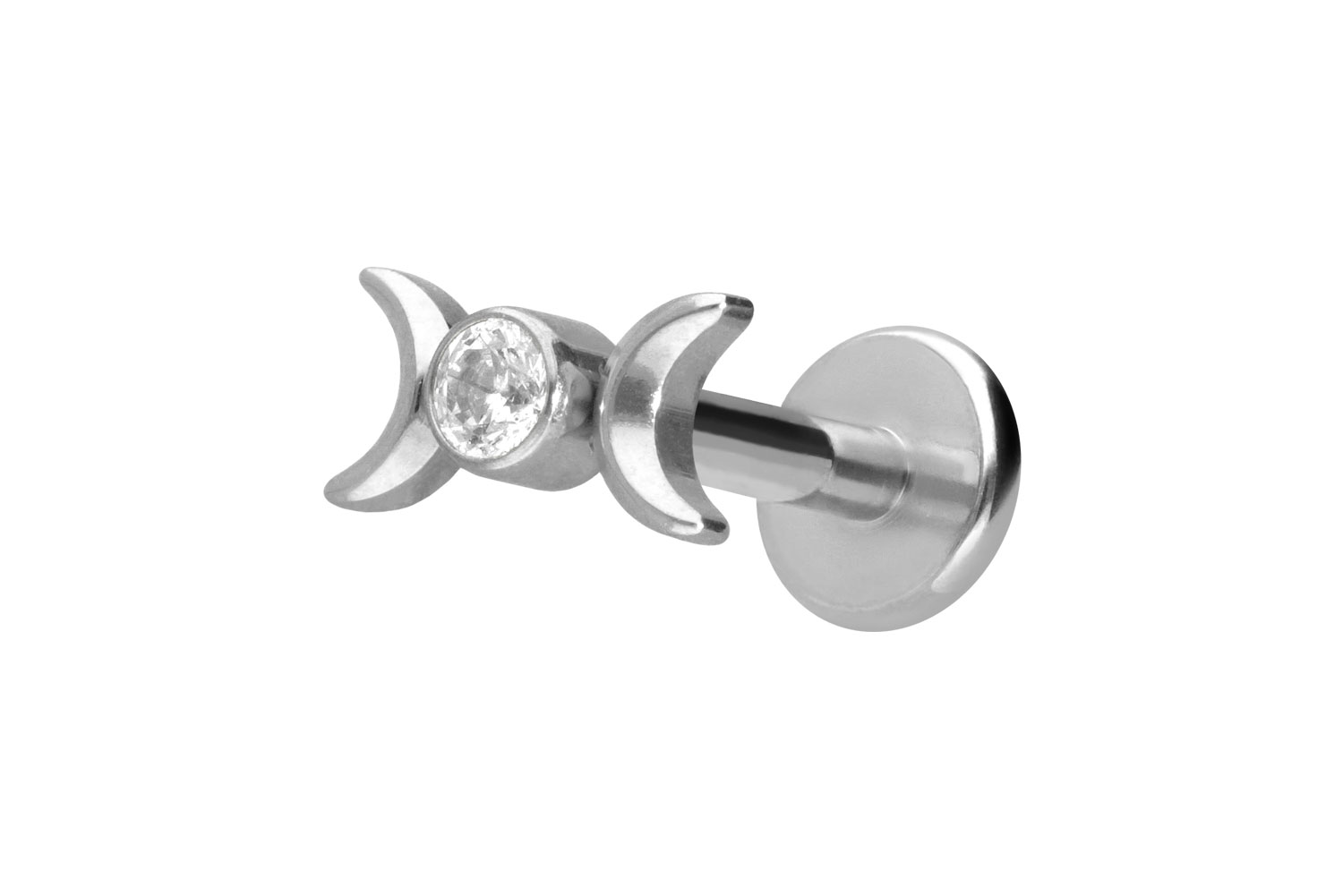 Titan Labret mit Innengewinde 2 MONDE + KRISTALL