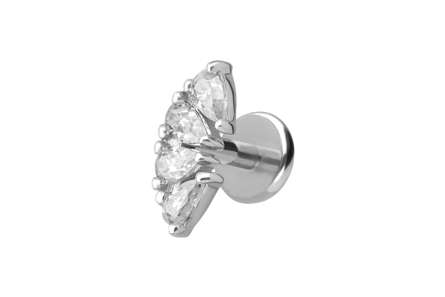 Titan Labret mit Innengewinde + 925er Silber Aufsatz MOISSANIT-BOGEN