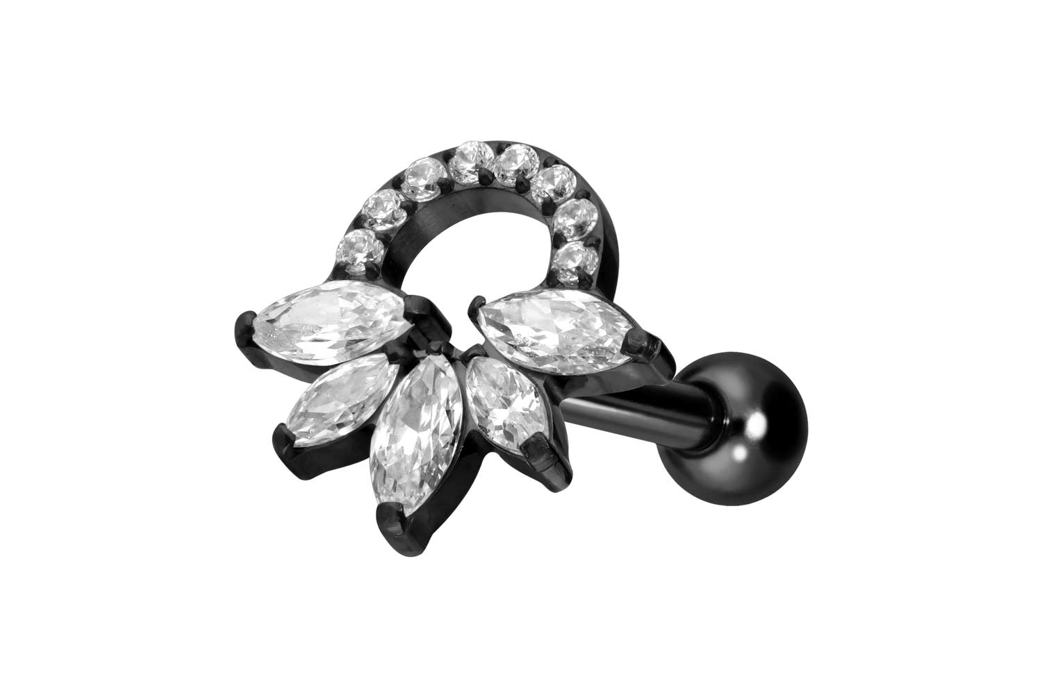 Titanium ear piercing with internal thread CRYSTAL RATTLE