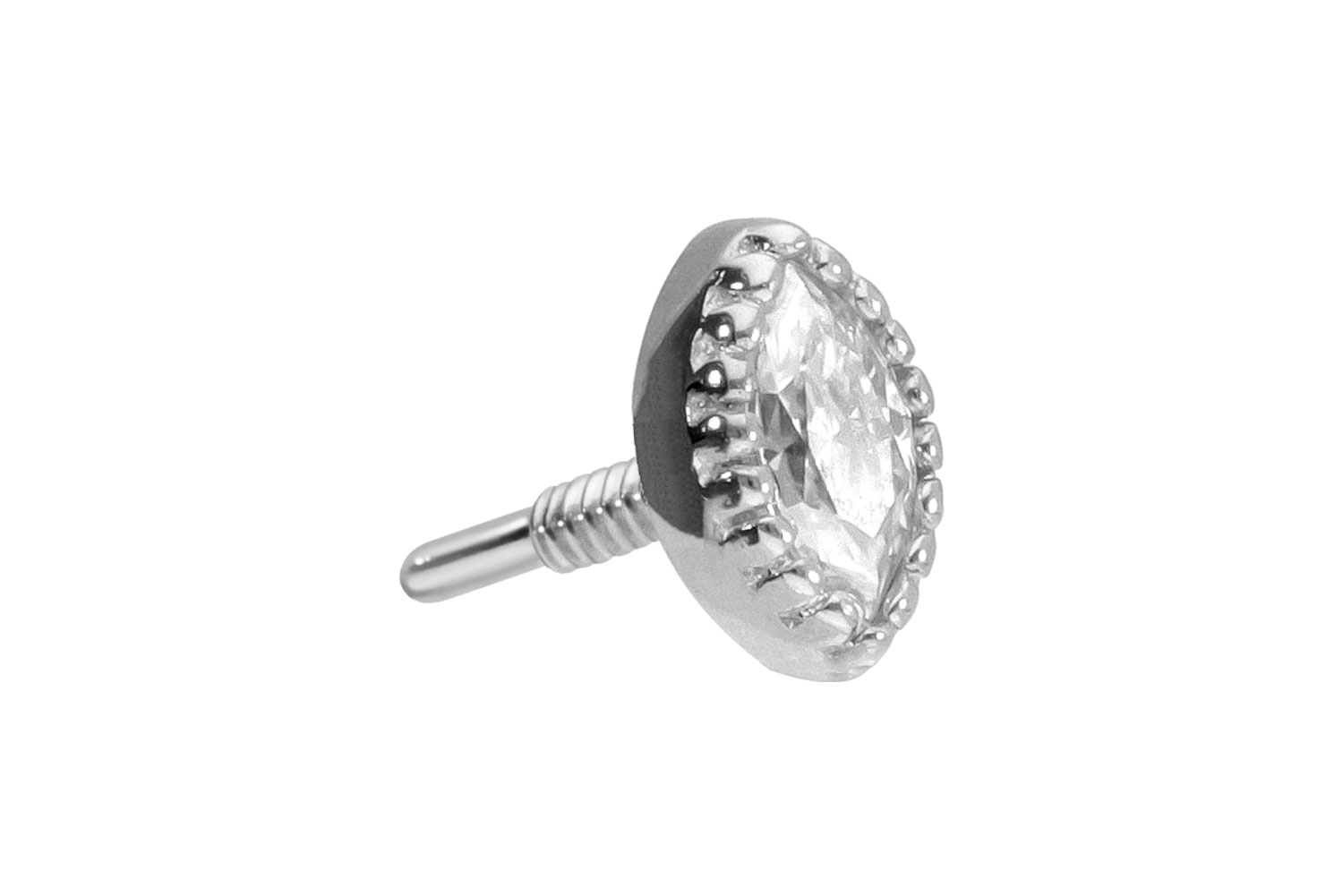 14 carat gold screw-in attachment with external thread MOISSANITE OVAL