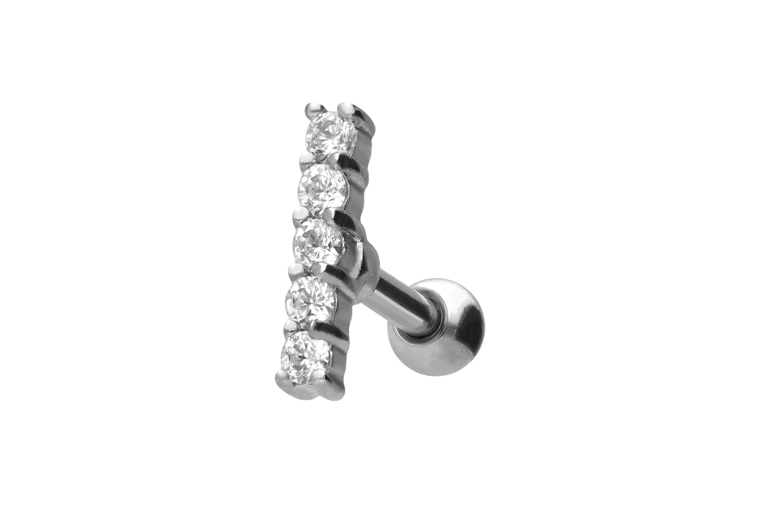 Chirurgenstahl Ohrpiercing BALKEN + 5 EINGEFASSTE KRISTALLE