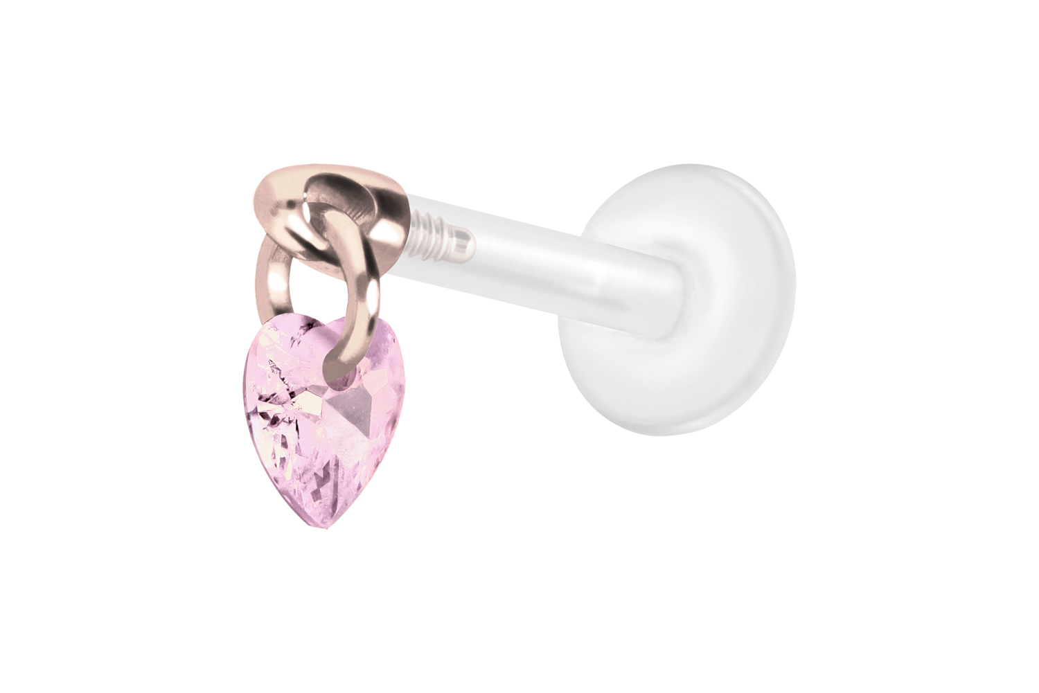 PTFE labret with internal thread + titanium attachment CRYSTAL HEART