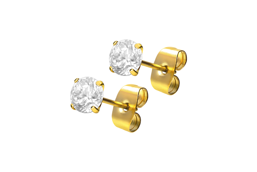 Surgical steel ear studs SETTED CRYSTAL