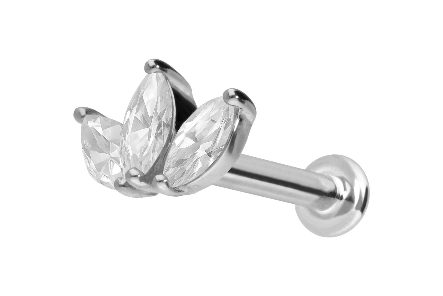 14 carat labret with internal thread MOISSANITE LOTUS BLOSSOM