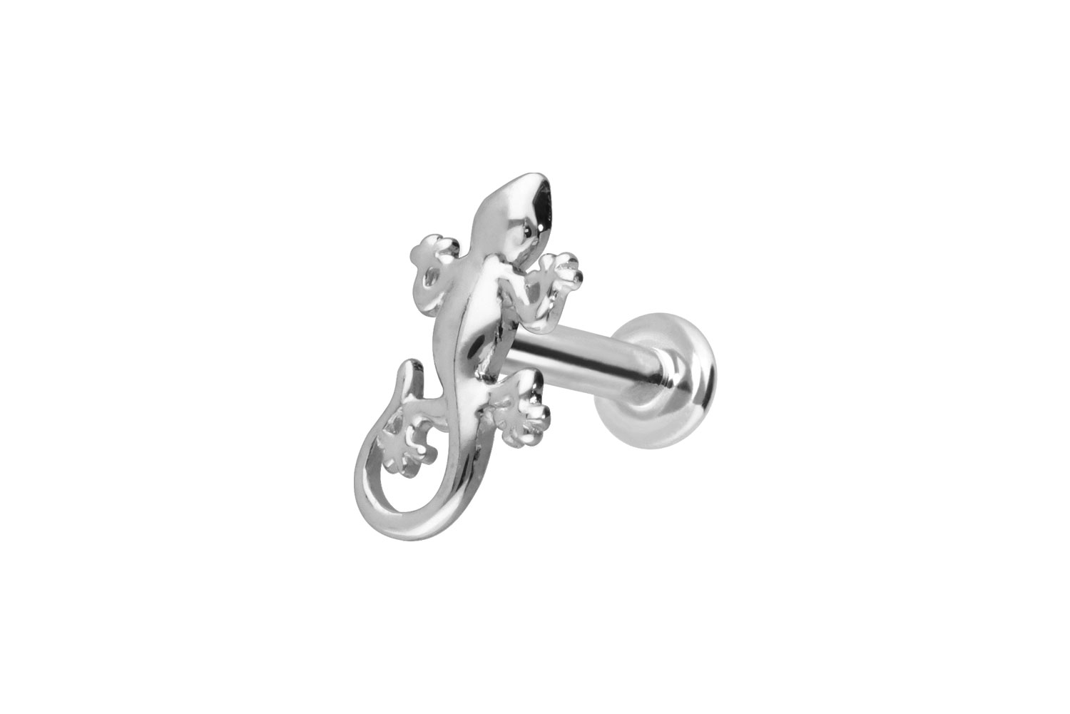 14 Karat Gold Labret mit Innengewinde GECKO