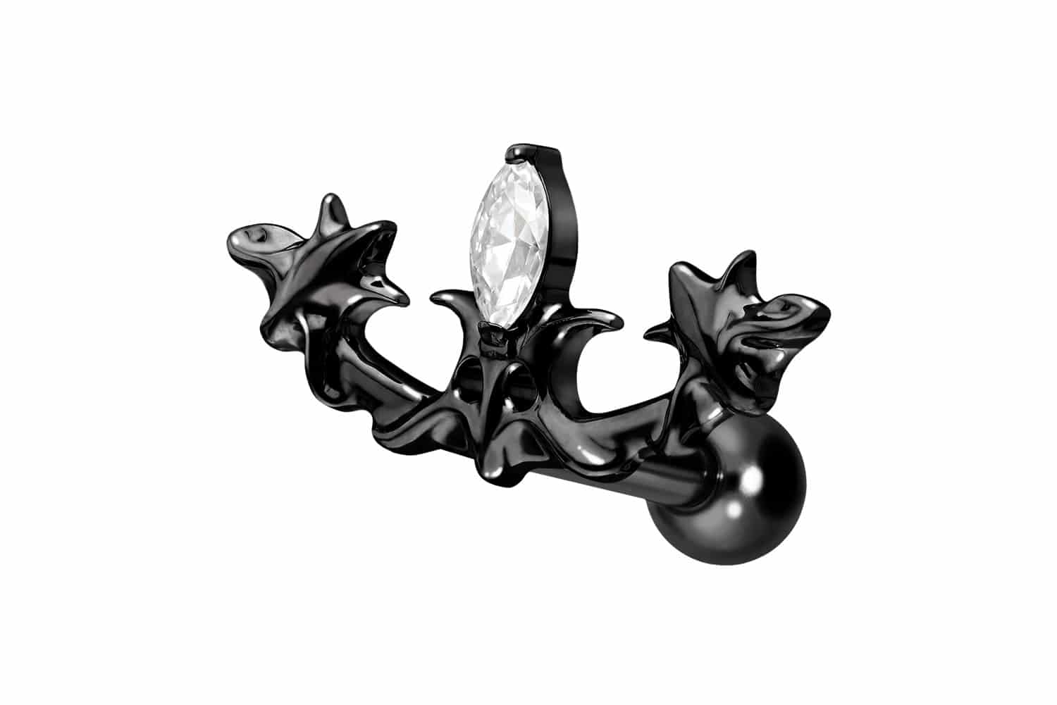 Titanium ear piercing with internal thread GOTHIC DESIGN