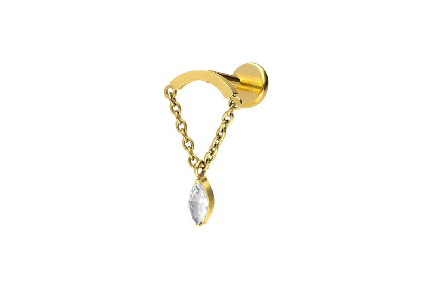 Titan Labret mit Push Fit BOGEN + KETTE + KRISTALLTROPFEN