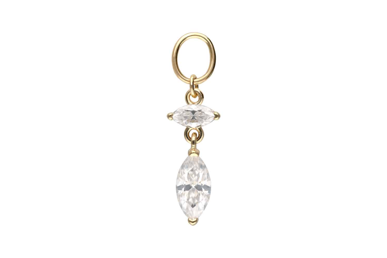 18 Karat Gold Anhänger für Clicker 2 EINGEFASSTE MOISSANIT-TROPFEN
