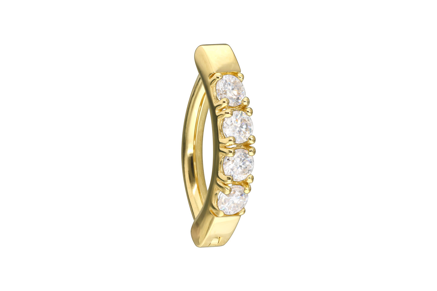 14/18 carat gold belly button clicker ARCH + 4 SET MOISSANITES