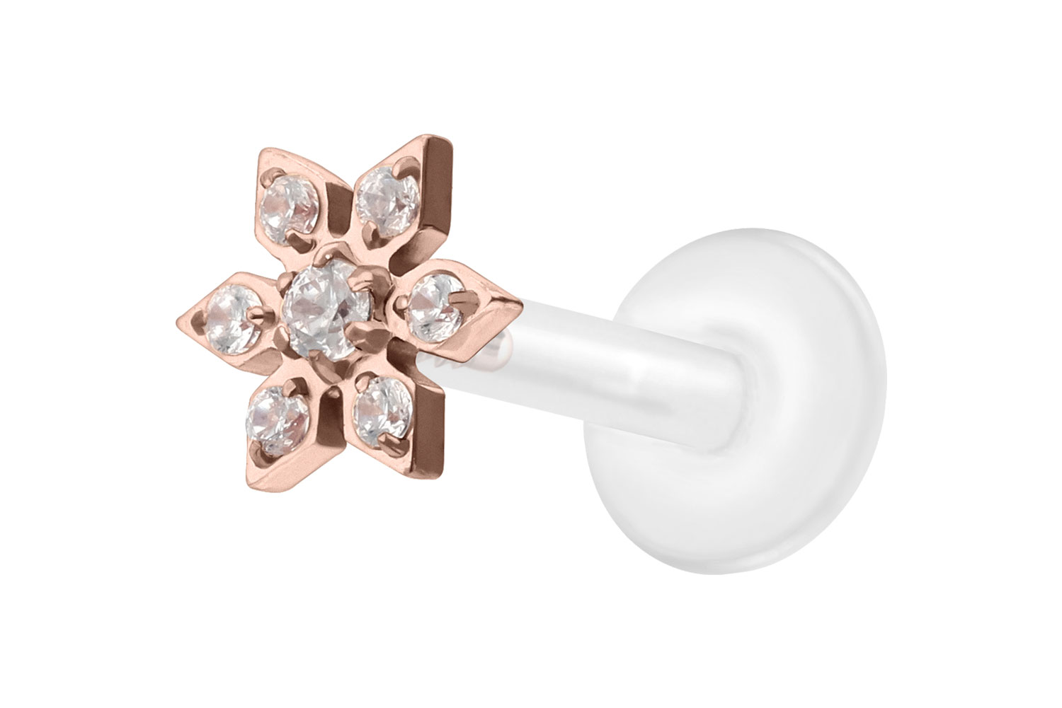 PTFE labret with internal thread + titanium attachment CRYSTAL FLOWER