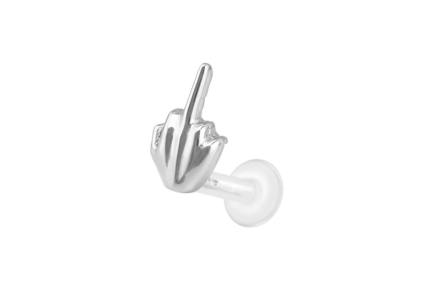 PTFE Labret mit Innengewinde + Titan-Aufsatz MITTELFINGER