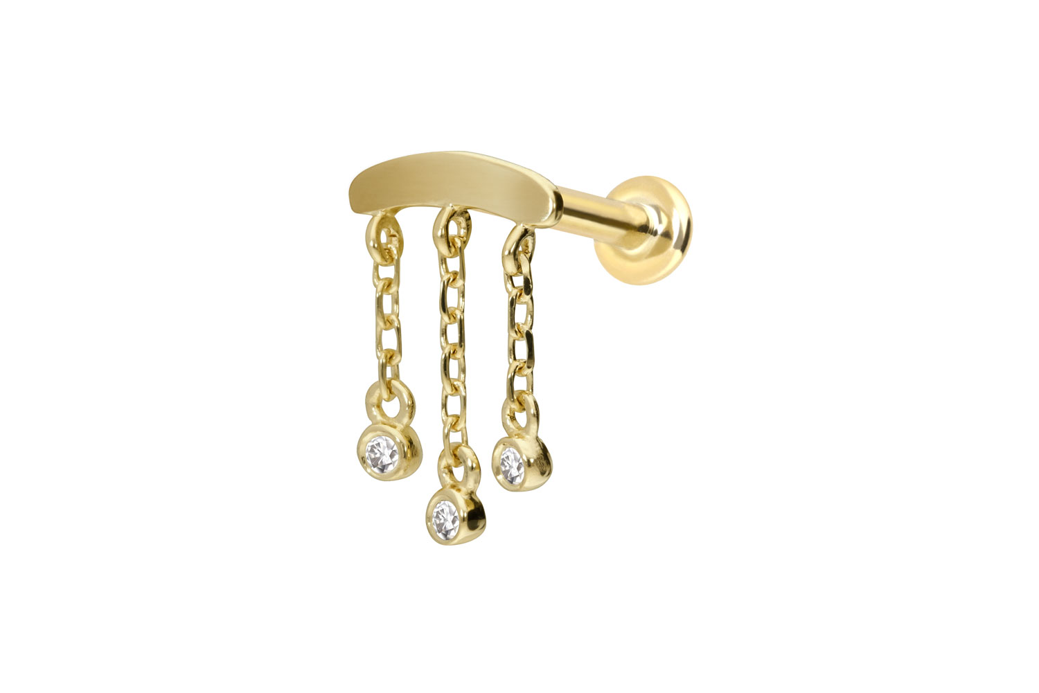 14 Karat Gold Labret mit Innengewinde MOISSANIT-WINDSPIEL
