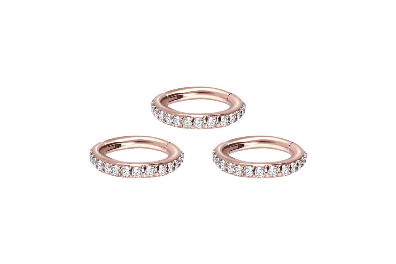 SET Chirurgenstahl Segmentring Clicker EINGEFASSTE KRISTALLE ++Neues Design++
