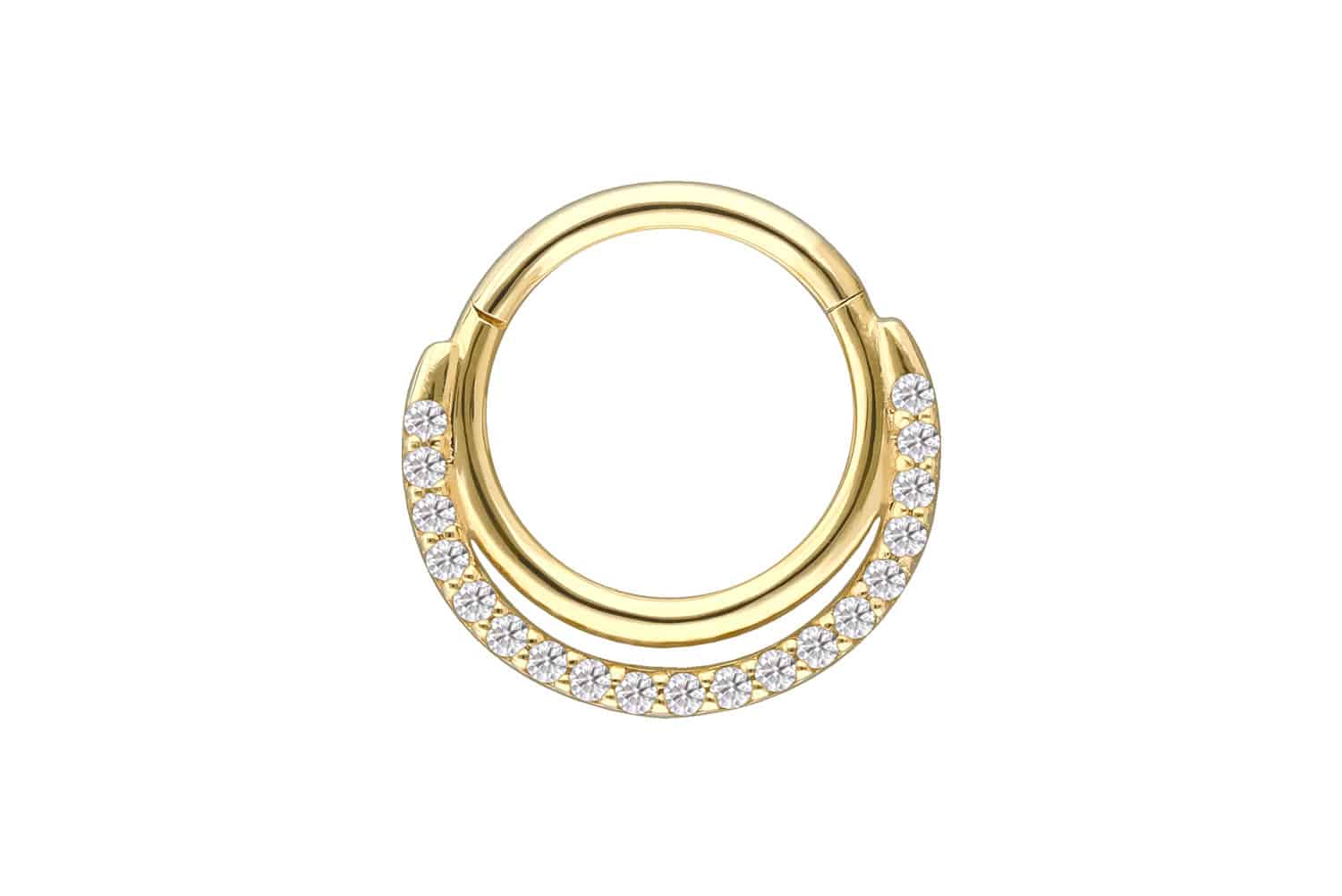 18 Karat Gold Segmentring Clicker EINGEFASSTE MOISSANITE + 2 RINGE