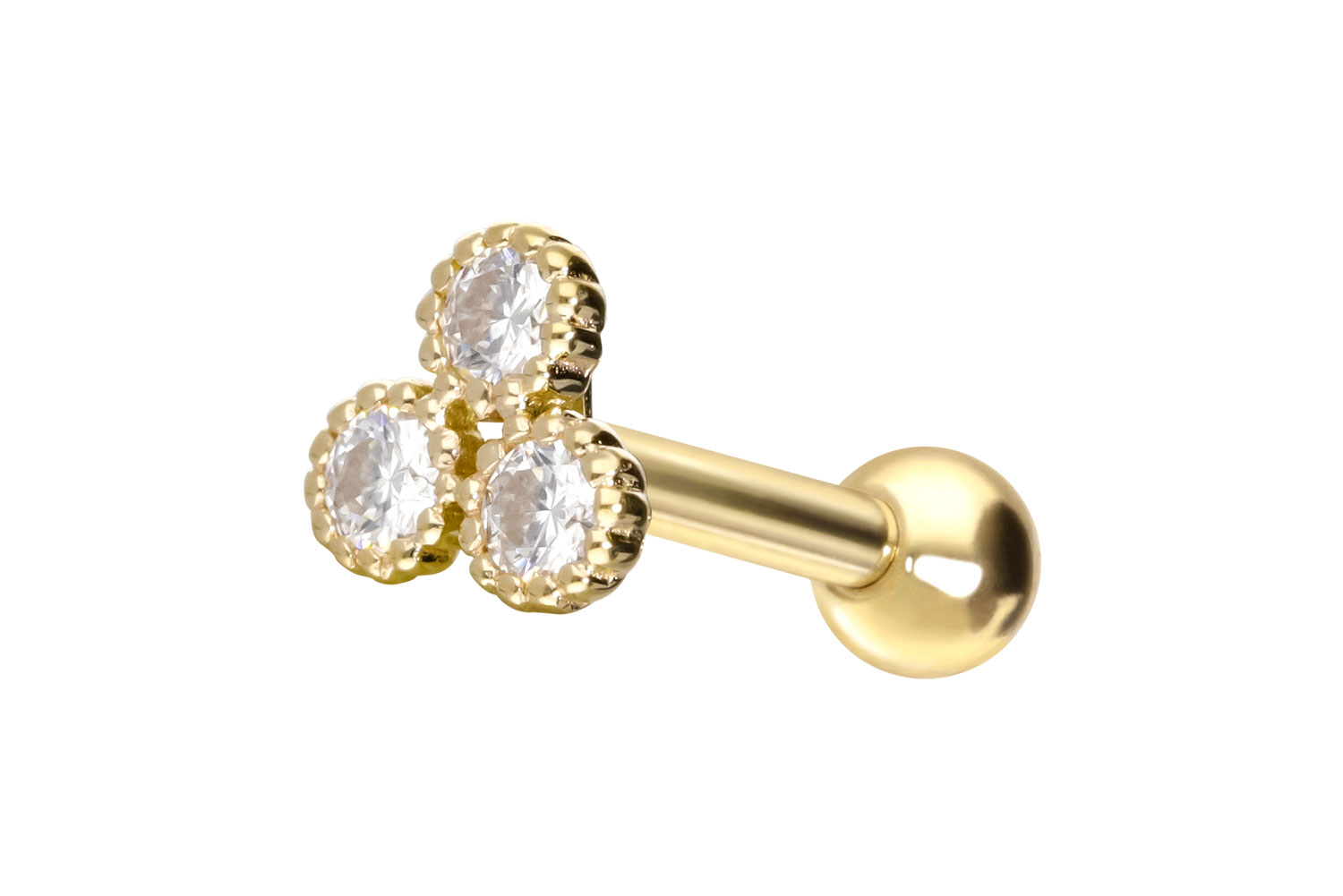 14/18 carat gold ear piercing 3 MOISSANITES