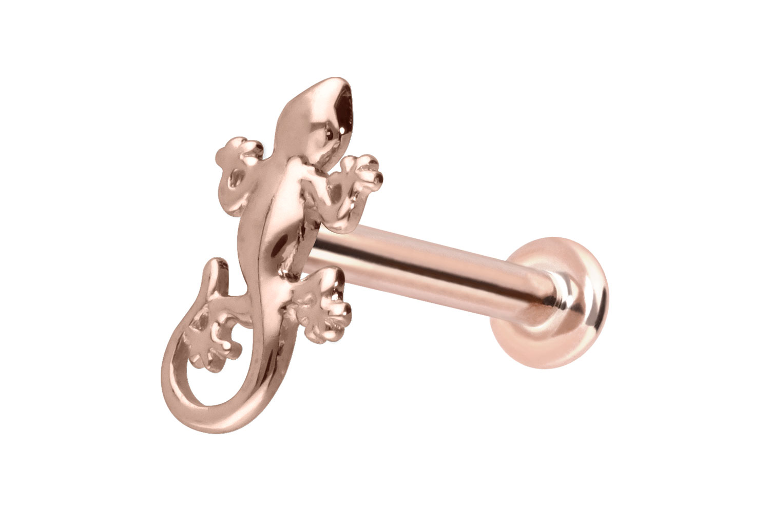 14 Karat Gold Labret mit Push Fit GECKO