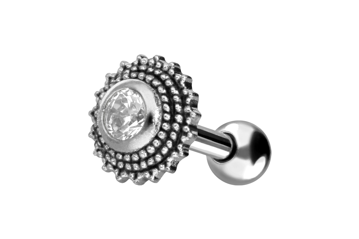 Chirurgenstahl Ohrpiercing ORIENTALISCHES DESIGN + KRISTALL
