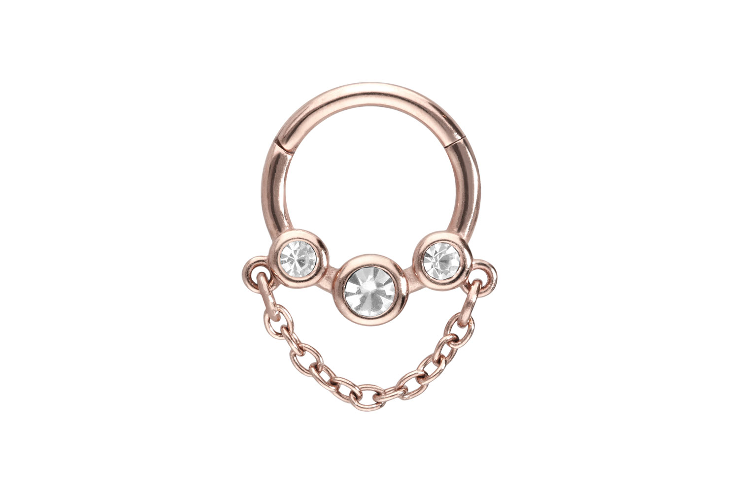 Chirurgenstahl Segmentring Clicker 3 KRISTALLDISCS + KETTE