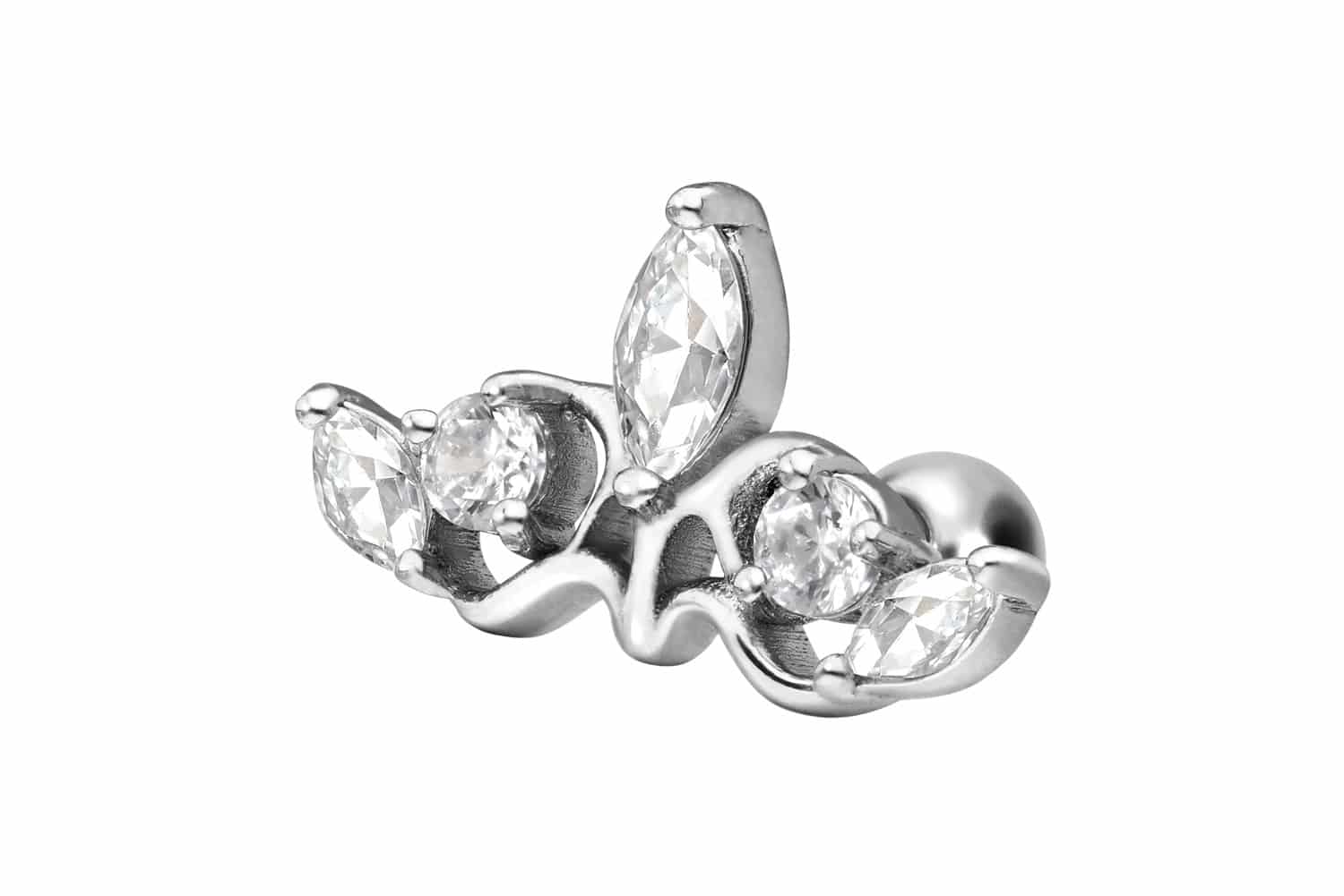 Titanium ear piercing with internal thread GOTHIC CROWN