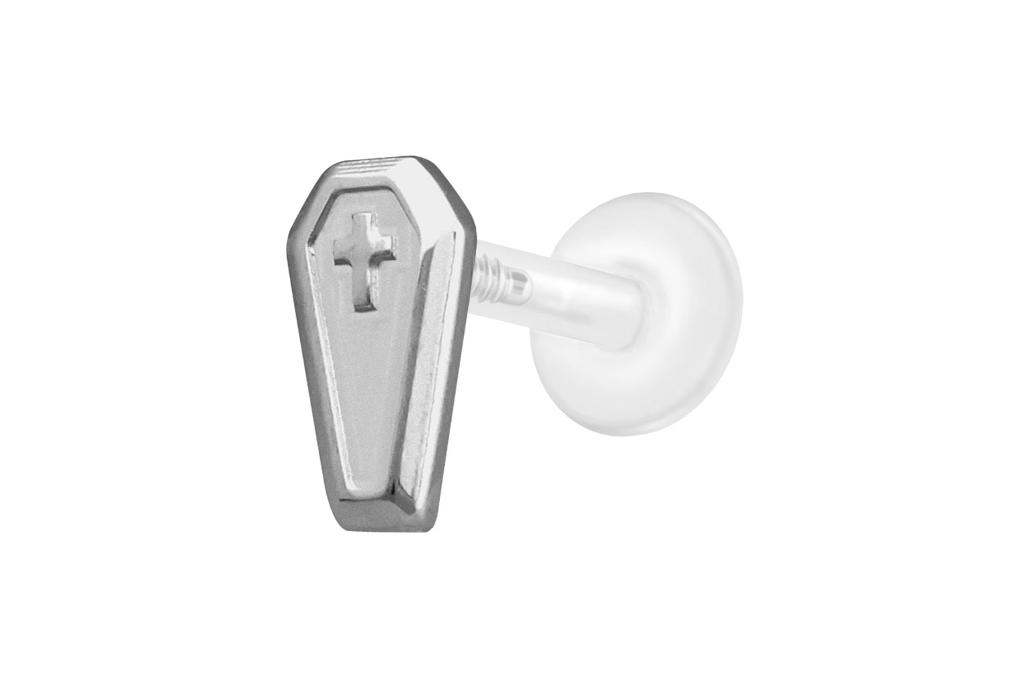 PTFE labret with internal thread + titanium attachment COFFIN