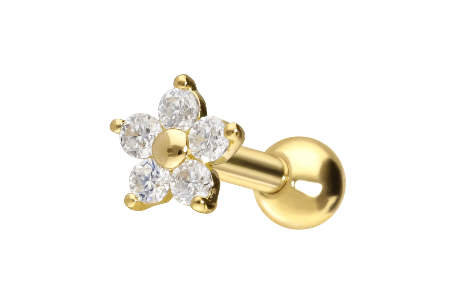 14/18 Karat Gold Ohrpiercing MOISSANIT-BLUME