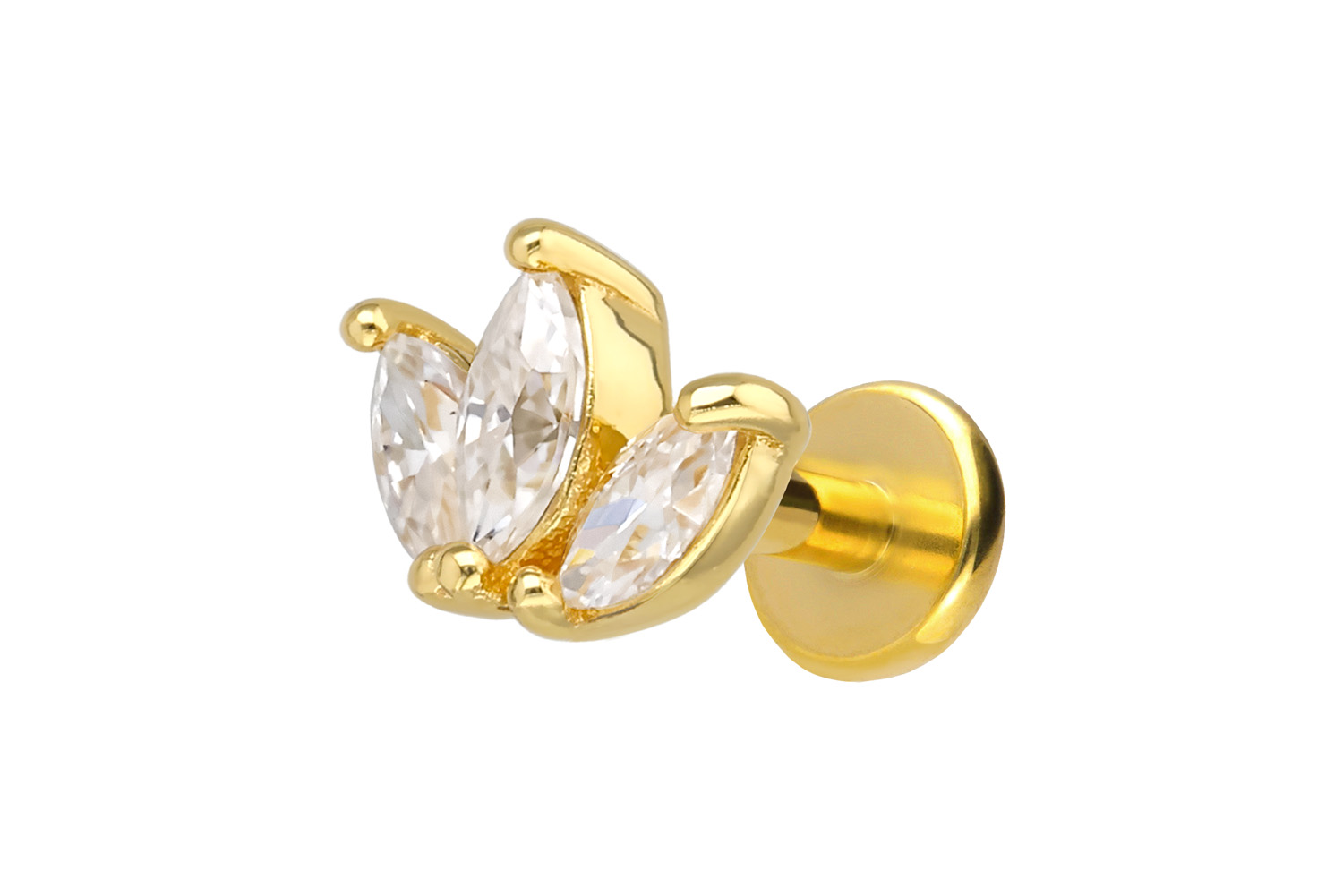 Titan Labret mit Innengewinde + 925er Silber Aufsatz 3 MOISSANIT-TROPFEN