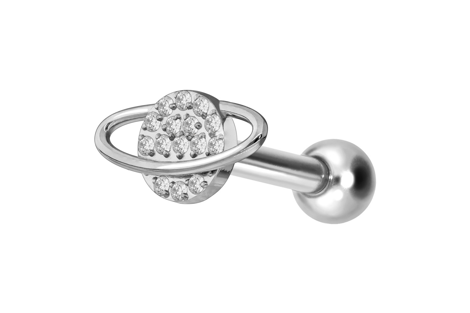 Titanium ear piercing with internal thread CRYSTAL PLANET