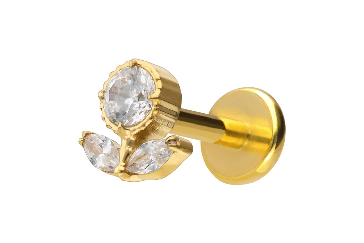 Titanium labret with push fit CRYSTAL FLOWER