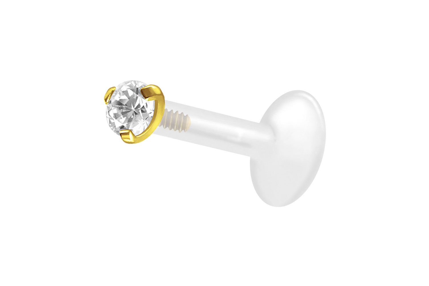 PTFE Labret mit Innengewinde + Titan-Aufsatz EINGEFASSTER KRISTALL