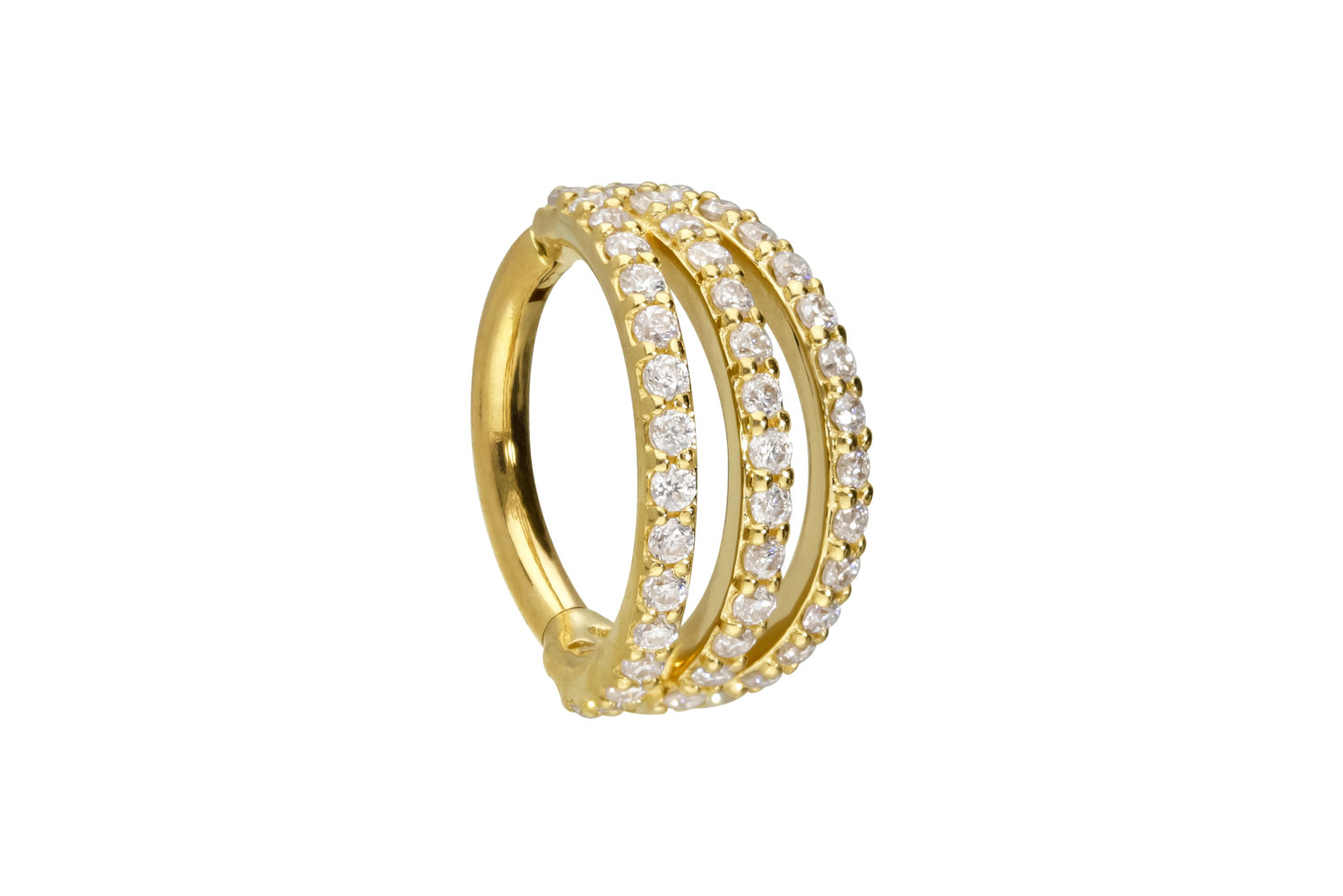 14/18 carat gold segment ring clicker SET MOISSANITES + 3 RINGS