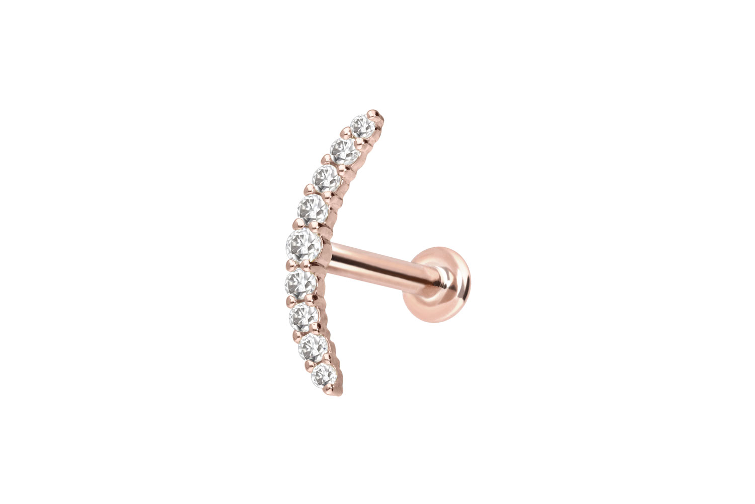 14 Karat Gold Labret mit Innengewinde MOISSANIT-BOGEN