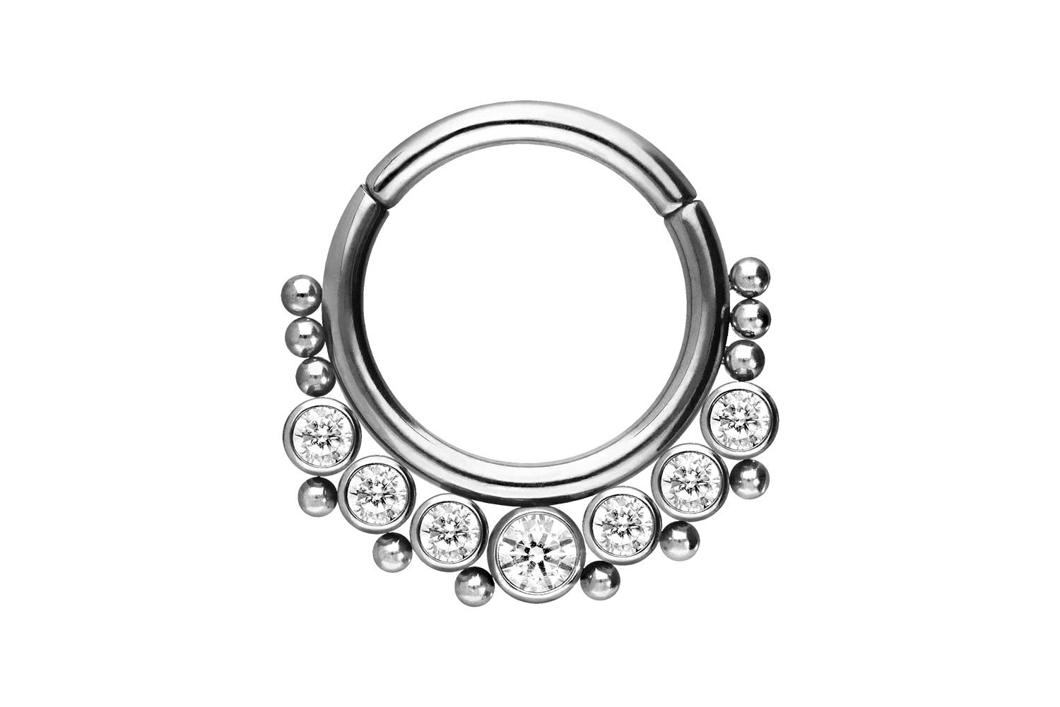 Titanium segment ring clicker CRYSTALS + BALLS ++SALE++