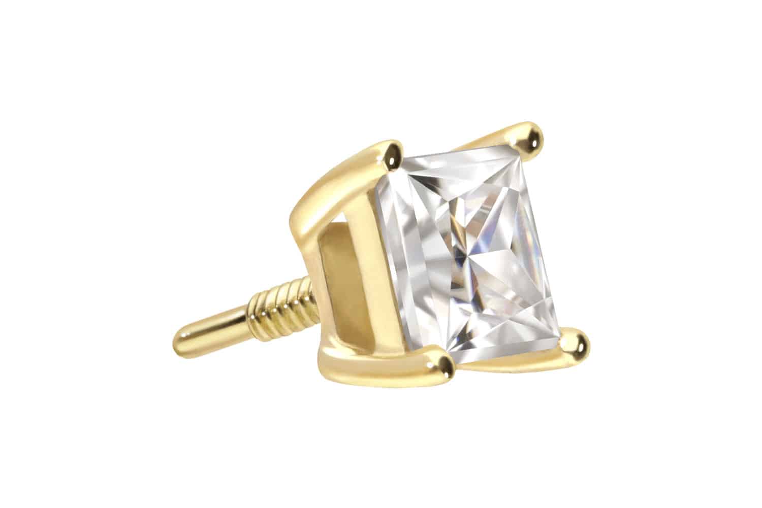 14 Karat Gold Schraubaufsatz mit Außengewinde MOISSANIT-QUADRAT