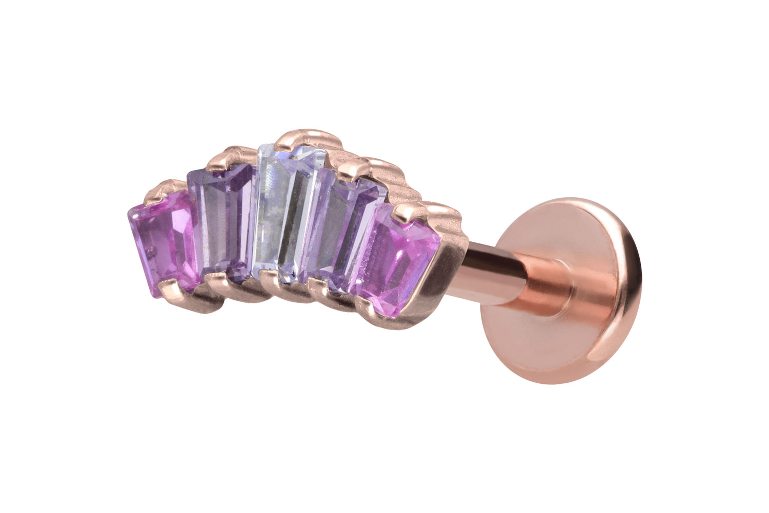 Titan Labret mit Innengewinde 5 EINGEFASSTE KRISTALLRECHTECKE