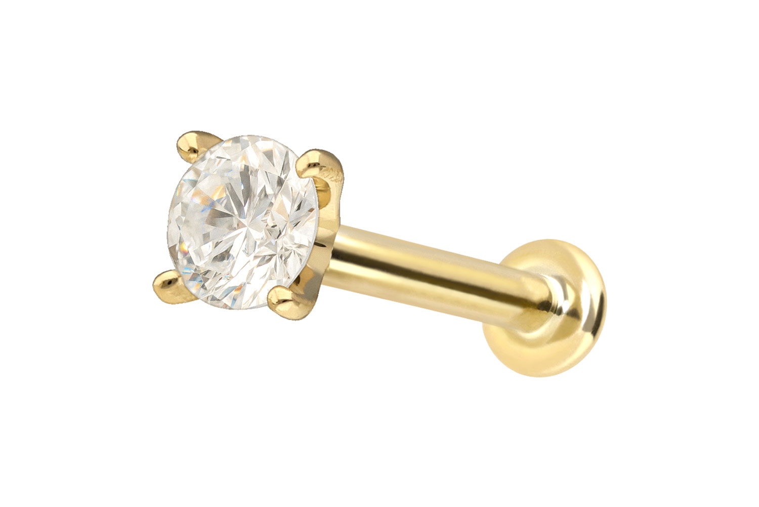 18 Karat Gold Labret mit Innengewinde DIAMANT