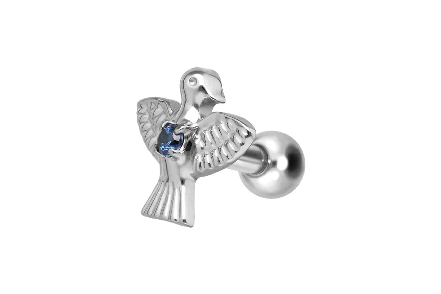 Titan Ohrpiercing mit Innengewinde TAUBE