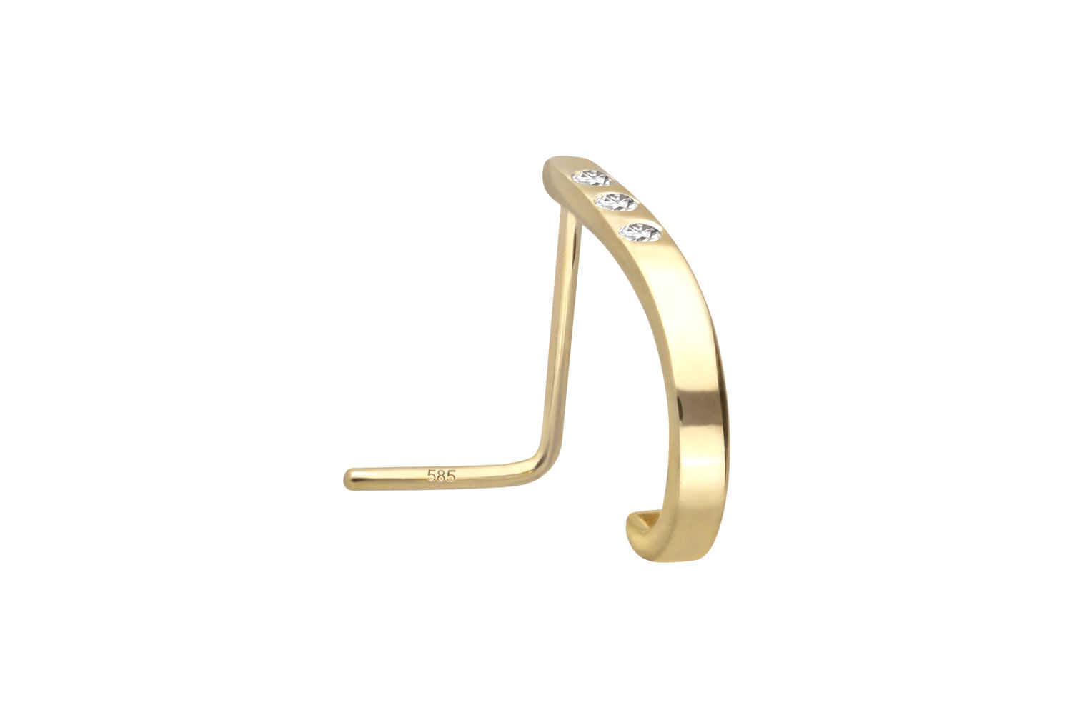 14/18 carat gold nose stud 3 MOISSANITES