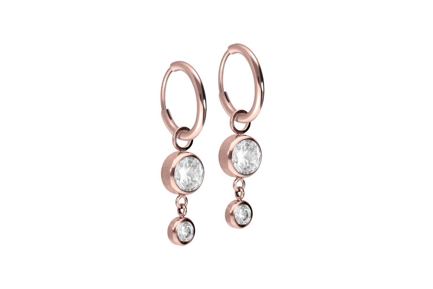 Titanium ear clicker creoles 2 ROUND CRYSTALS