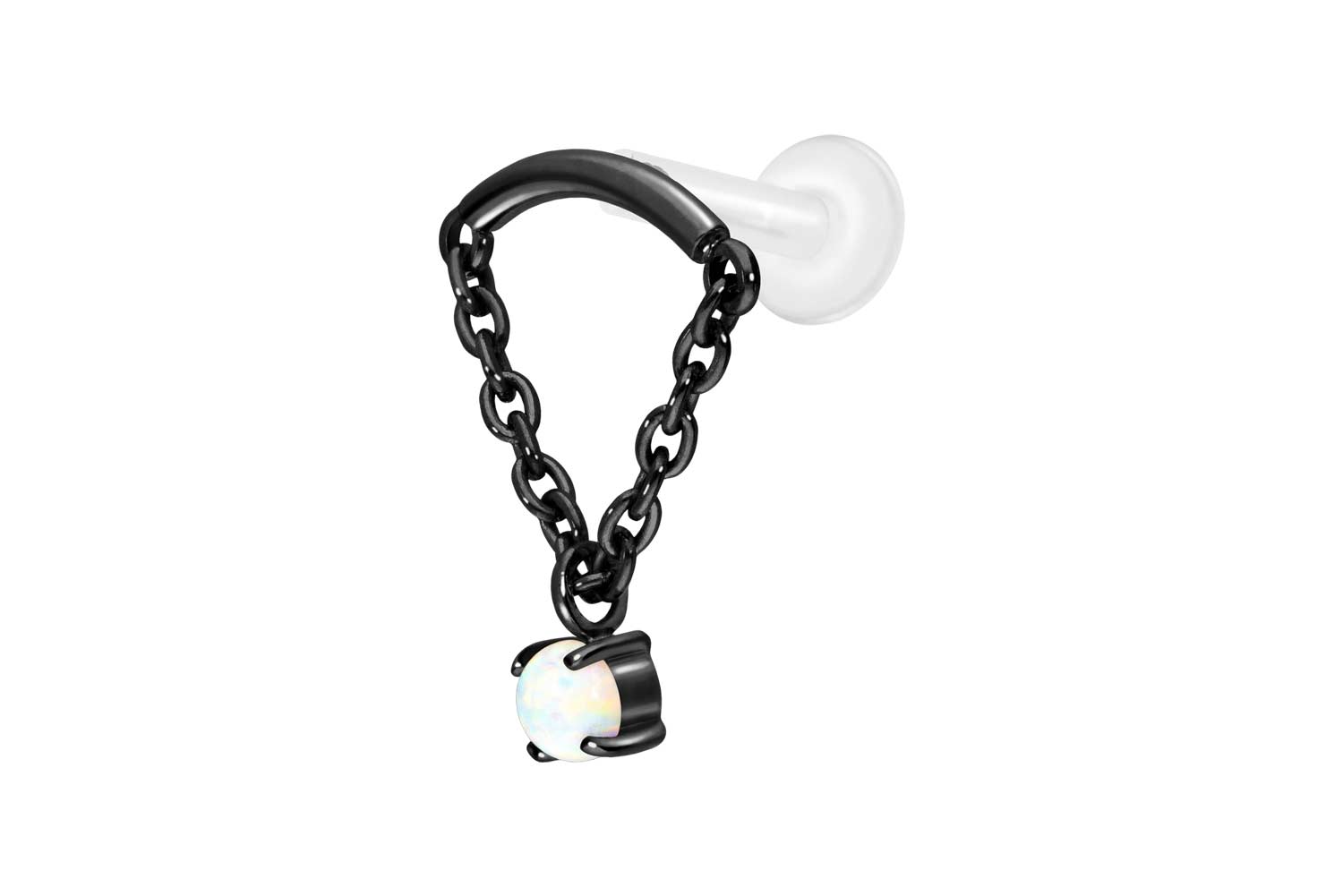 PTFE labret with internal thread + titanium attachment ARCH + CHAIN + SYNTHETIC OPAL