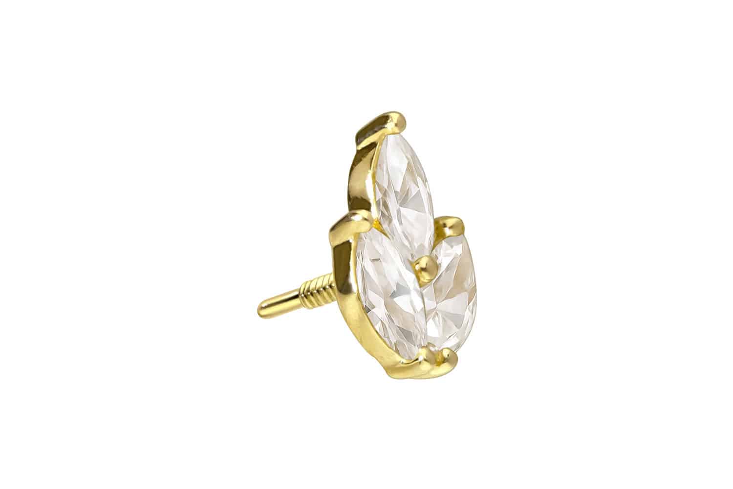 18 Karat Gold Schraubaufsatz mit Außengewinde DIAMANT-LOTUSBLÜTE