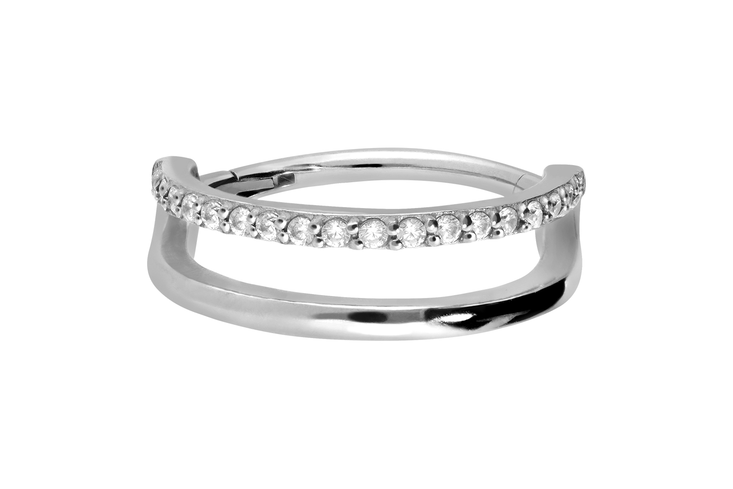 Chirurgenstahl Segmentring Clicker DOPPELRING + EINGEFASSTE KRISTALLE