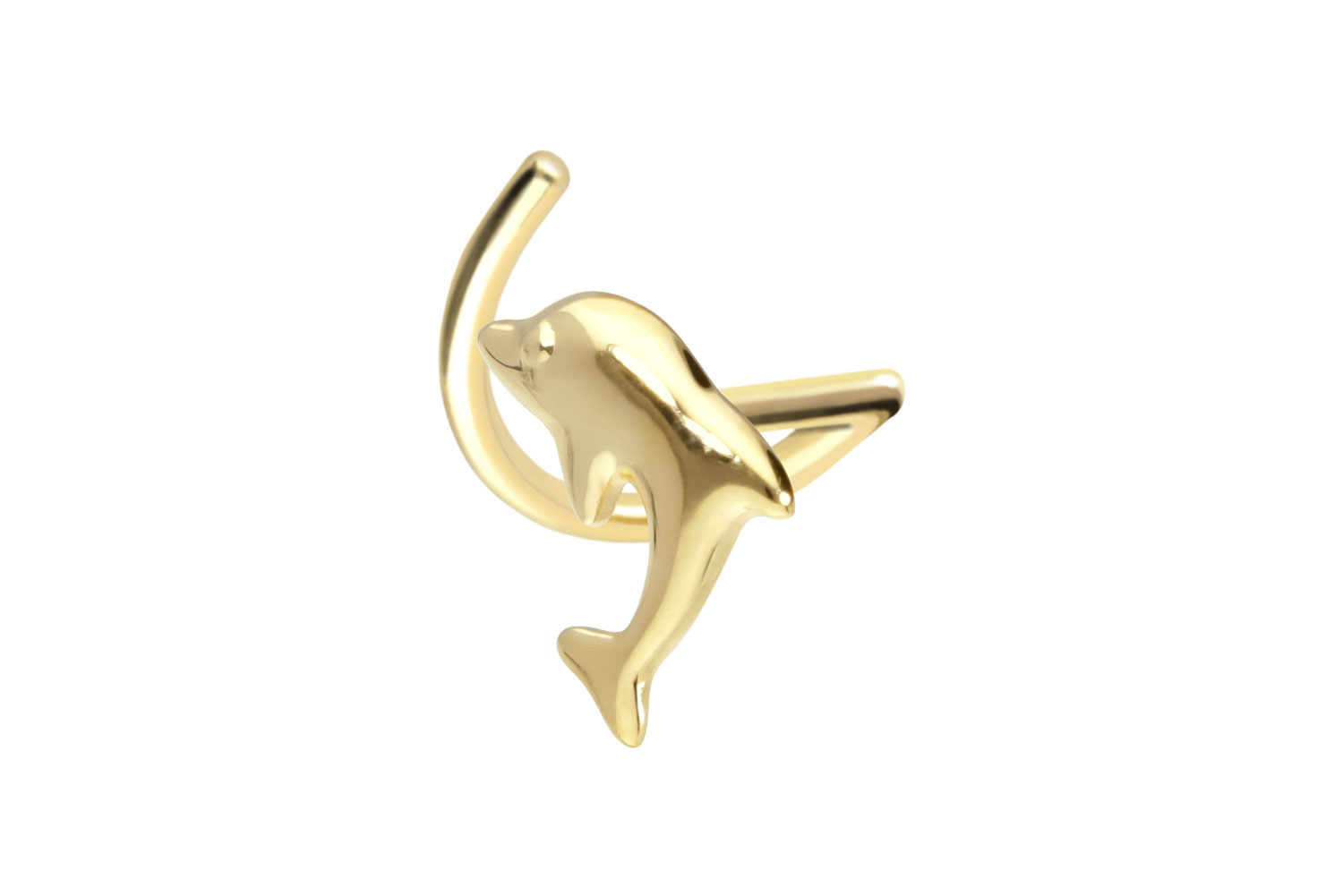14/18 carat gold nose stud spiral DOLPHIN