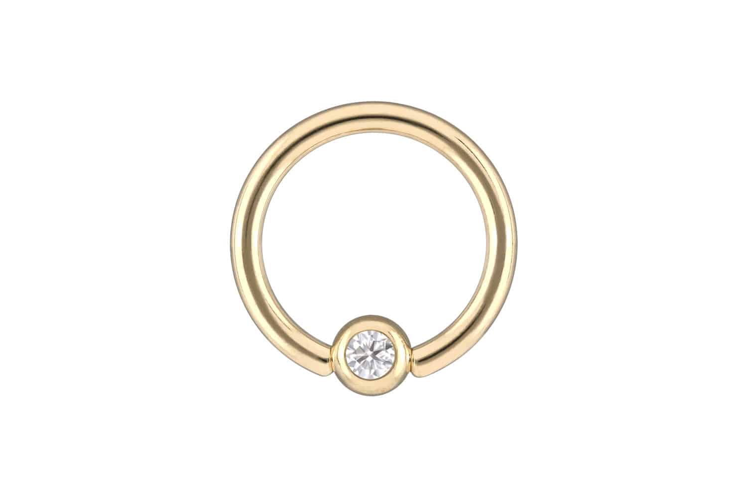 14/18 carat gold ball closure ring MOISSANITE
