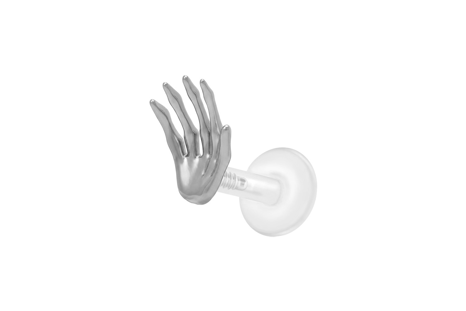 PTFE Labret mit Innengewinde + Titan-Aufsatz SKELETTHAND