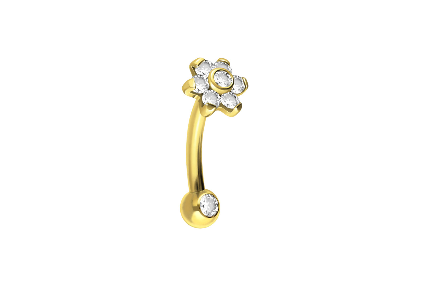 Titanium banana with push fit FLOWER WITH 7 CRYSTALS + CRYSTAL BALL