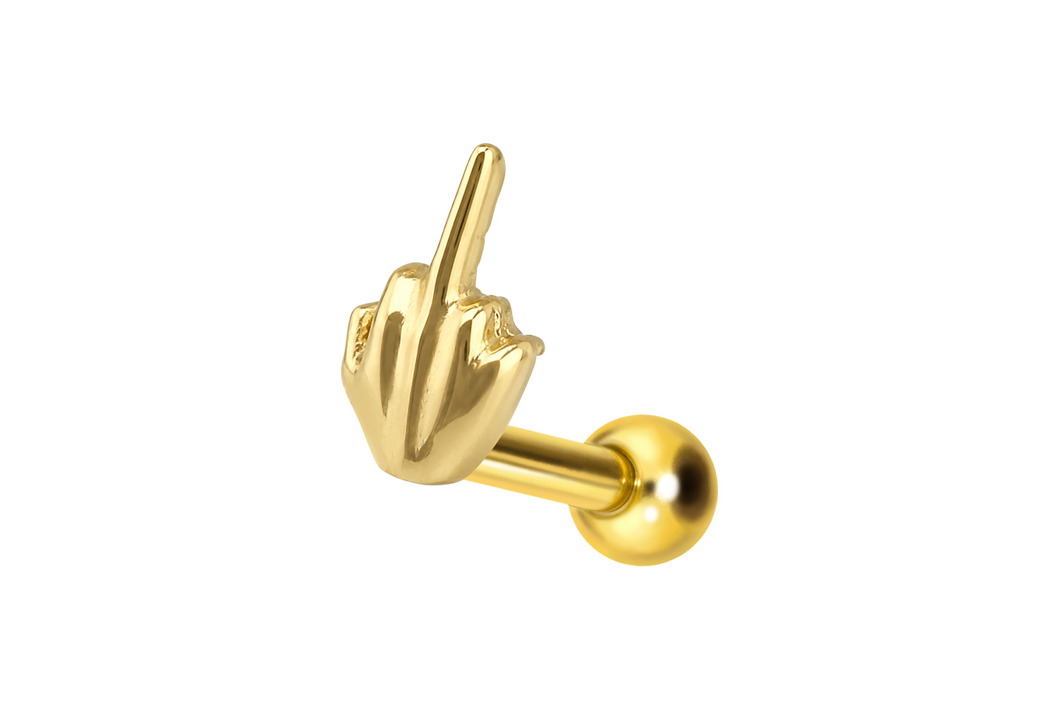 Titanium ear piercing with internal thread MIDDLE FINGER