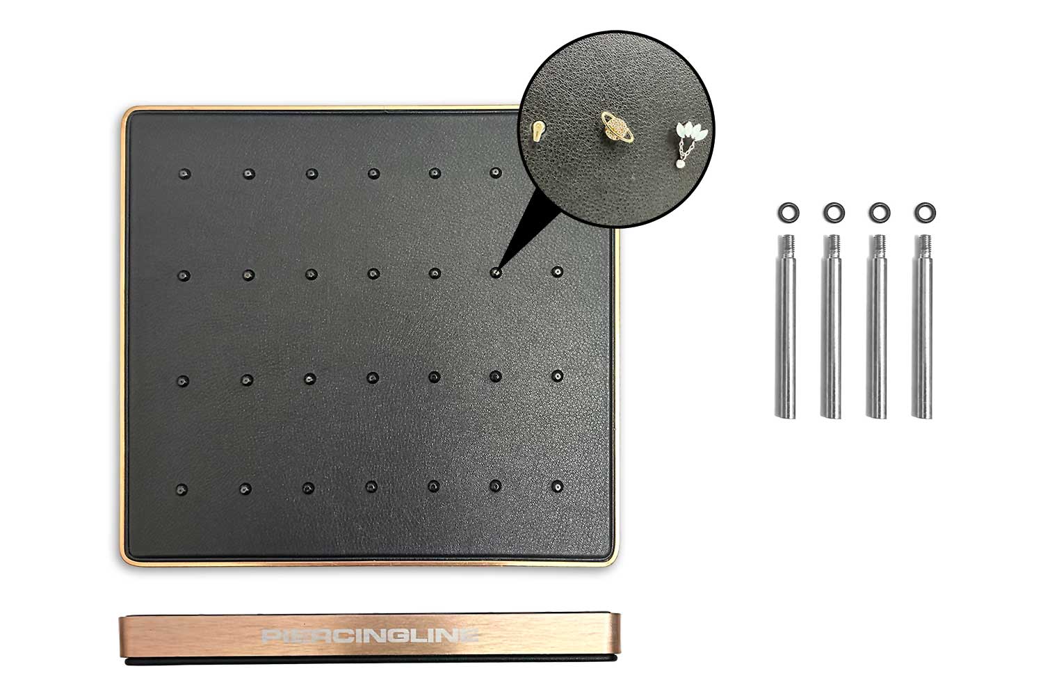 Lederimitat Display für Gold-Schraubaufsätze mit 0,8 mm Außengewinde