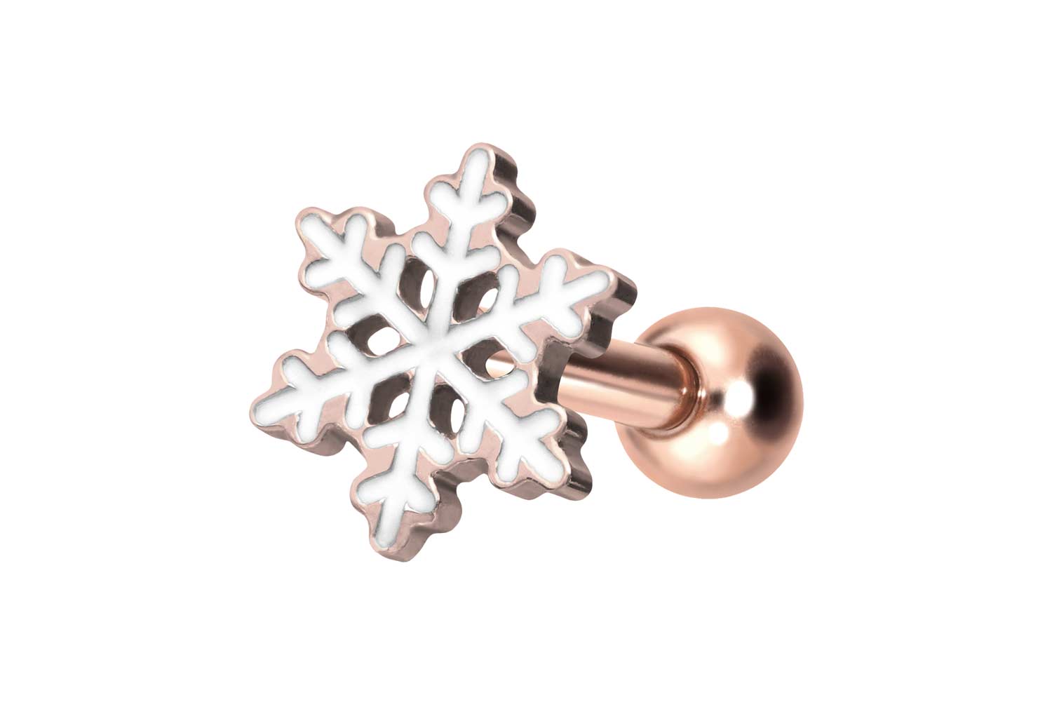 Titanium ear piercing with internal thread SNOWFLAKE