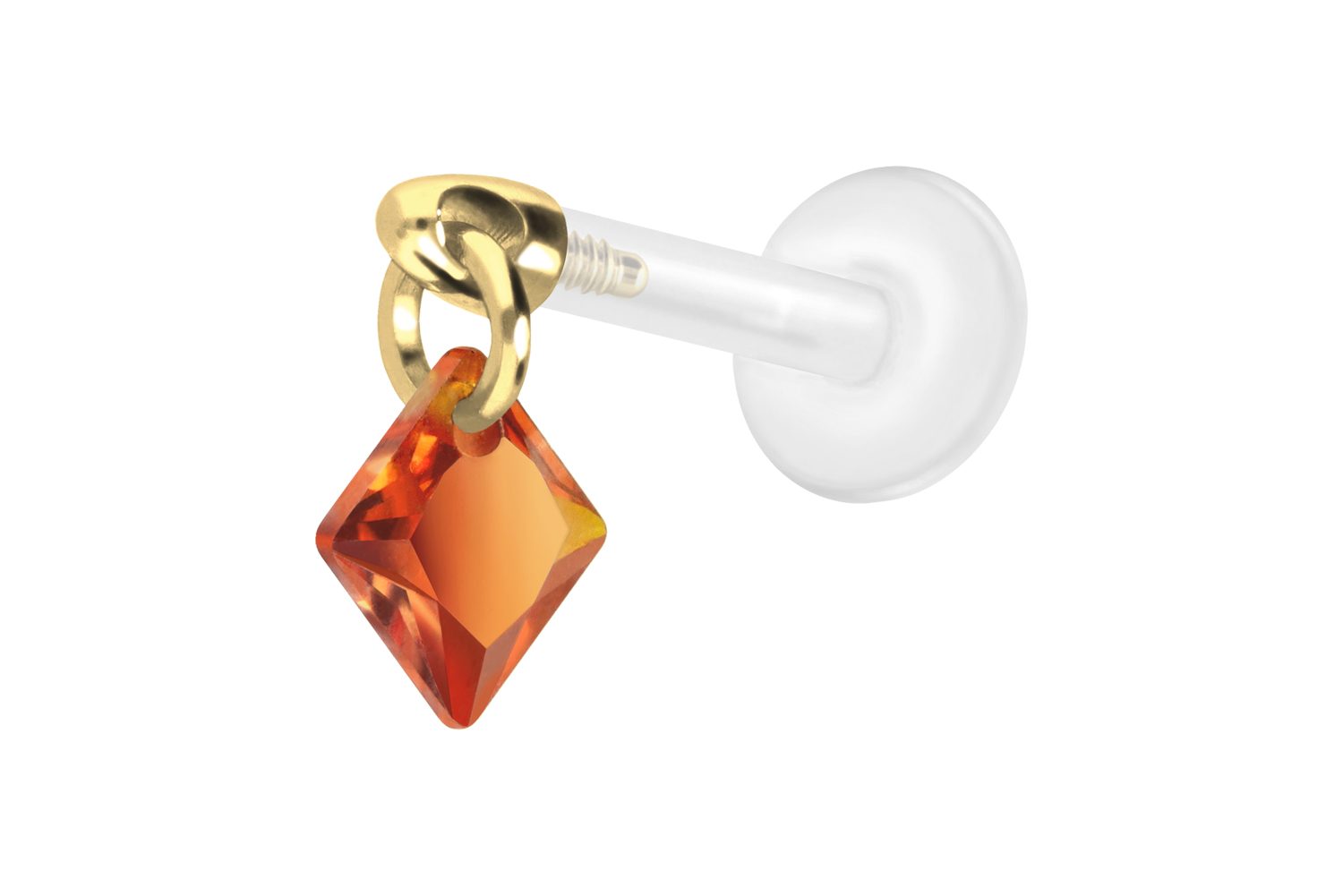 PTFE labret with internal thread + titanium attachment CRYSTAL SQUARE