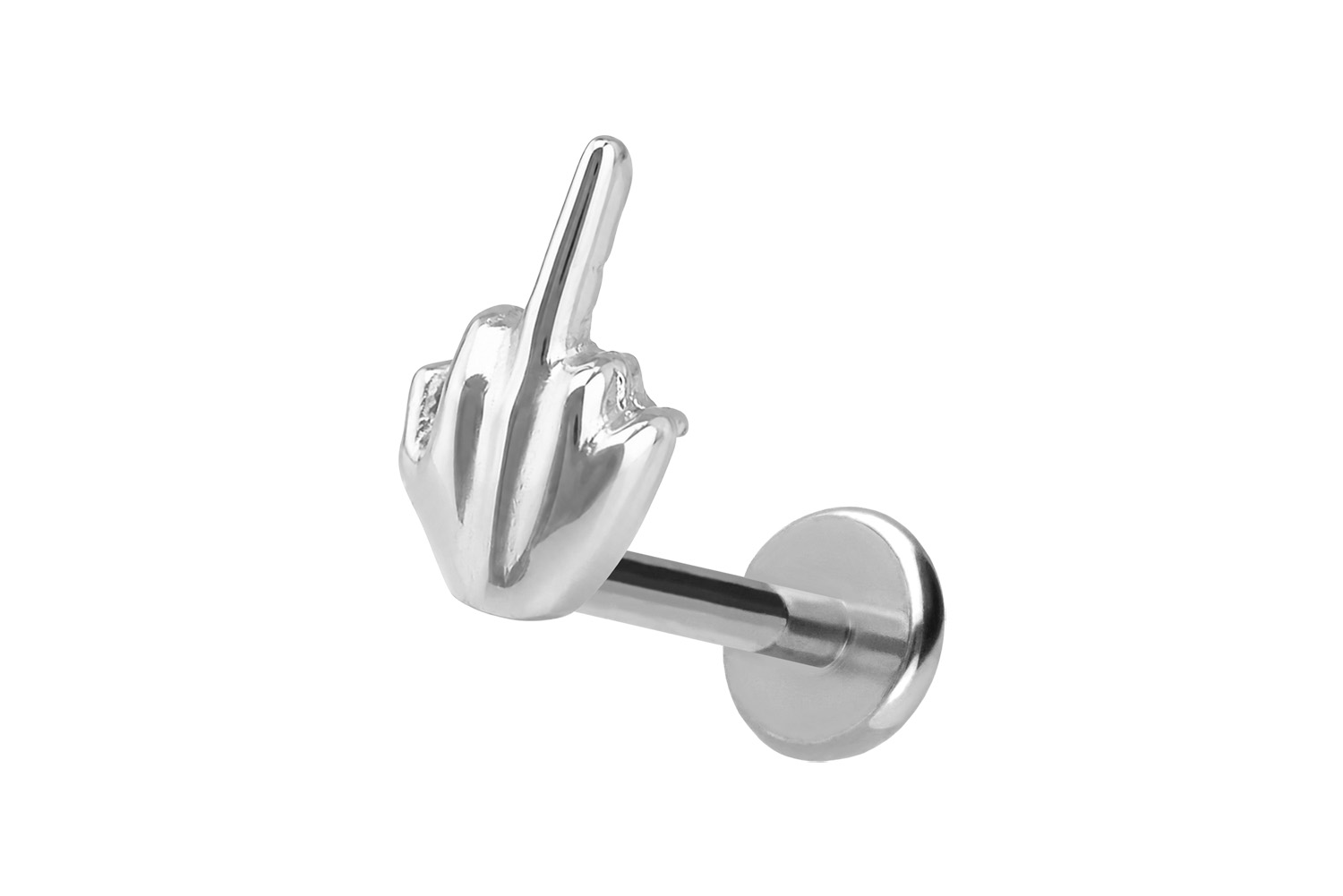 Titanium labret with push fit MIDDLE FINGER